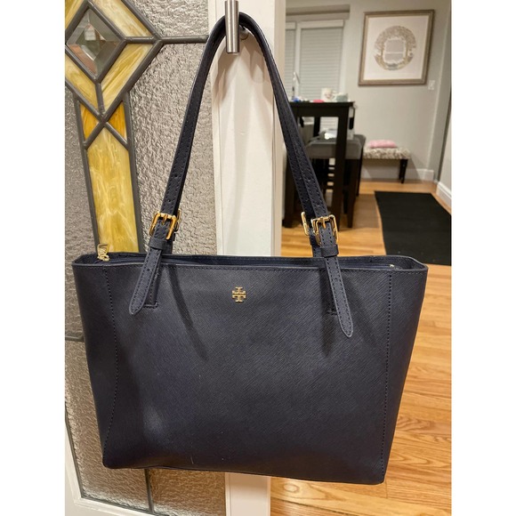 Tory Burch York Buckle Tote Bag navy gold hardware - Picture 4 of 10